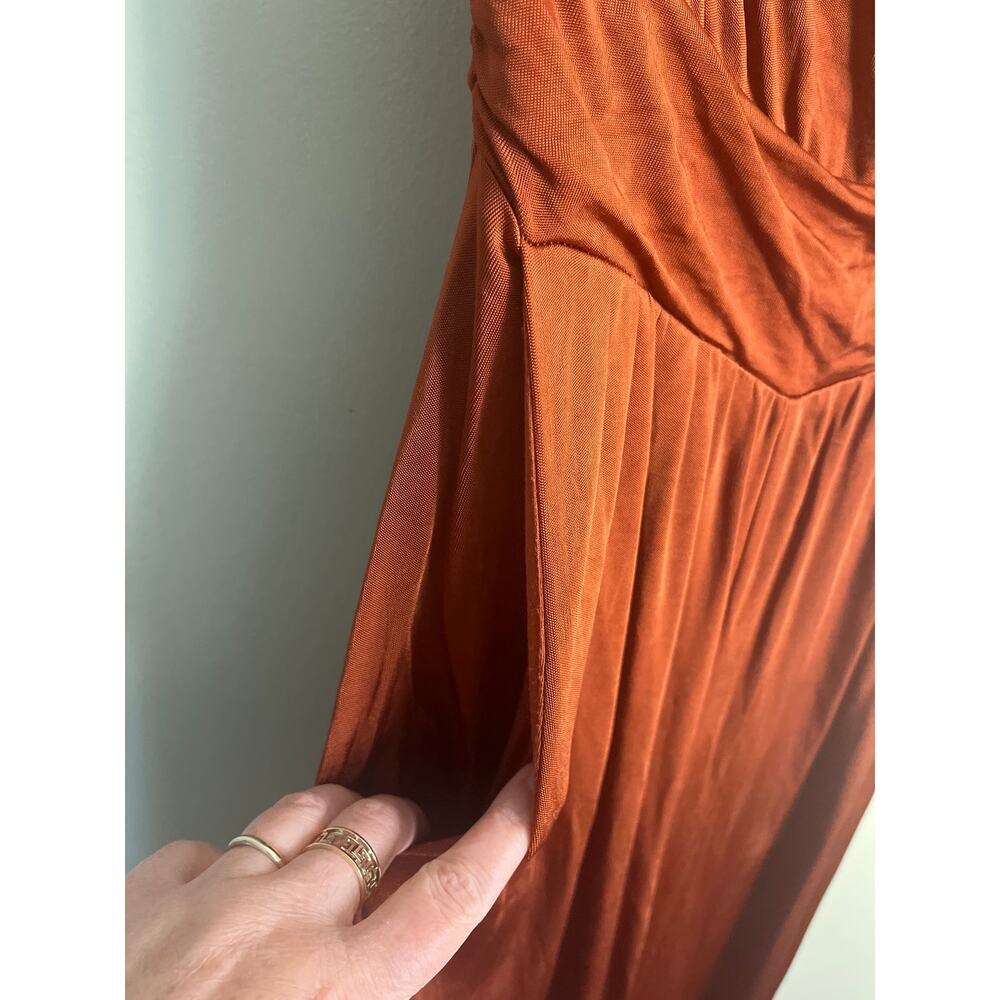 Maeve Anthropologie Enchantment Cooper Rust Orange Cowneck Jumpsuit, size XS - Picture 6 of 16